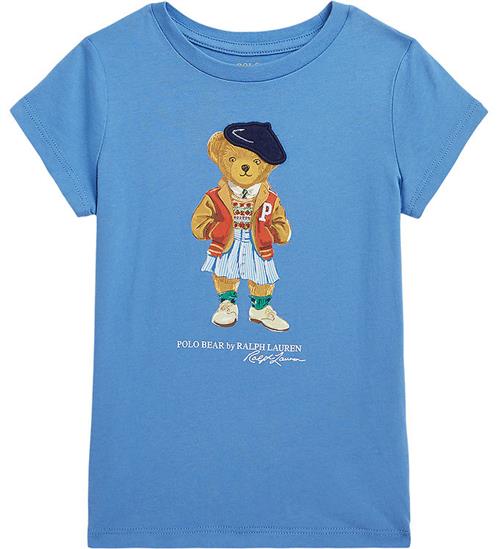 Se Polo Ralph Lauren Polo Ralph Lauren T-shirt - New England Blue m. Bamse ved KidsWorld