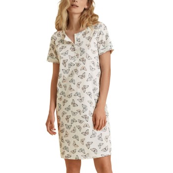 Calida Night Lovers Sleepshirt Hvid Mønster bomuld Small Dame