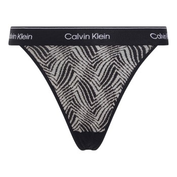 Calvin Klein Trusser Modern Lace Thong Sort polyamid Large Dame