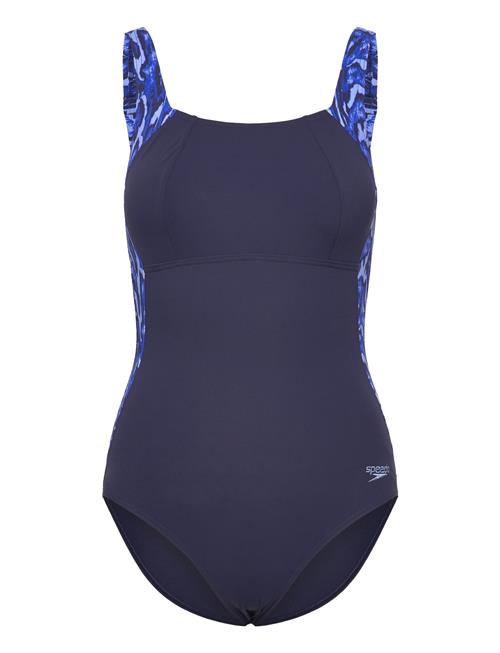 Speedo Womens Shaping Lunalustre Printed 1 Piece Speedo Navy