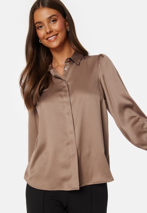 BUBBLEROOM Nicole Puff Sleeve Shirt Dark mole 46