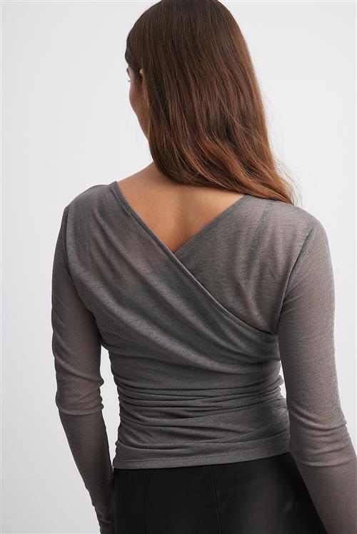 Draperet top i jersey - Grey