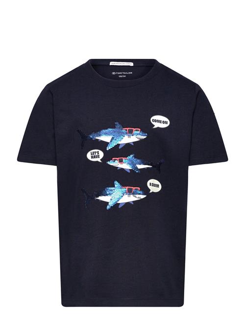 Se Tom Tailor Special Artwork T-Shirt Tom Tailor Navy ved Booztlet