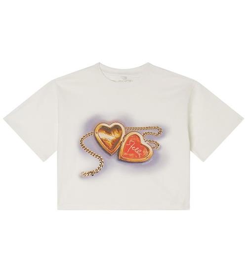 Stella McCartney Kids Stella McCartney Kids T-shirt - Cropped - Hvid m. Hjerter