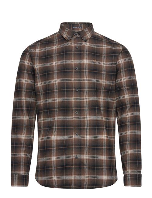 Se Lindbergh Brushed Checked Shirt L/S Lindbergh Brown ved Booztlet