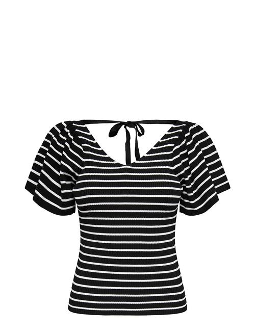 ONLY Onlleelo Stripe S/S Back V-Neck Knt Noos ONLY Black