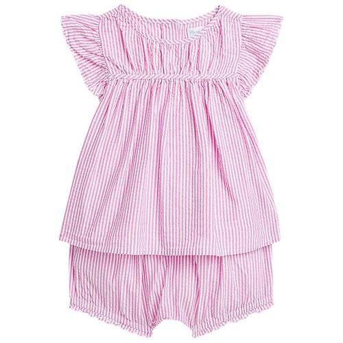 Se Ralph Lauren Stribet Sæt Med Bluse Og Mamelukker Rose | Lyserød | 3 months ved Babyshop