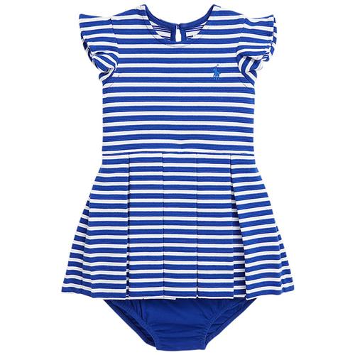 Se Ralph Lauren Stribet Baby-kjole Sapphire Star | Blå | 9 months ved Babyshop