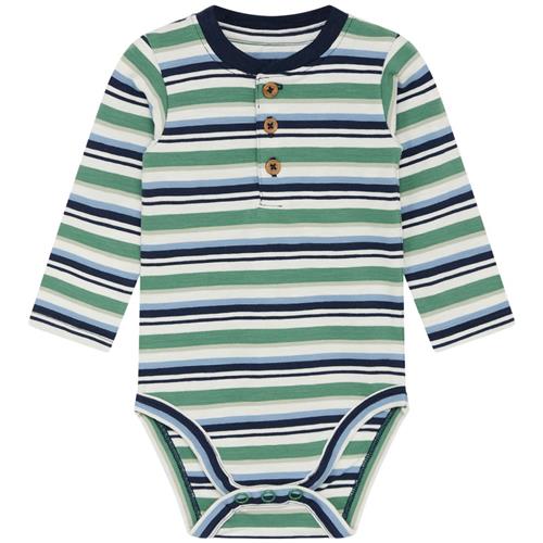 Hust&Claire Bjorn Stribet Babybody Spruce | Blå | 56 cm