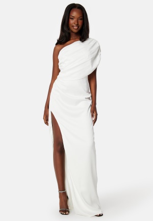 Elle Zeitoune Luna Satin One Shoulder Dress White L