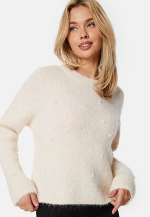 Se SELECTED FEMME Slfgabriella LS pearl knit Birch M ved Bubbleroom