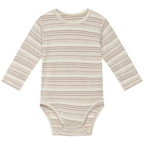 Hust&Claire Buller Stribet Babybody Wheat Melange | Beige | 62 cm