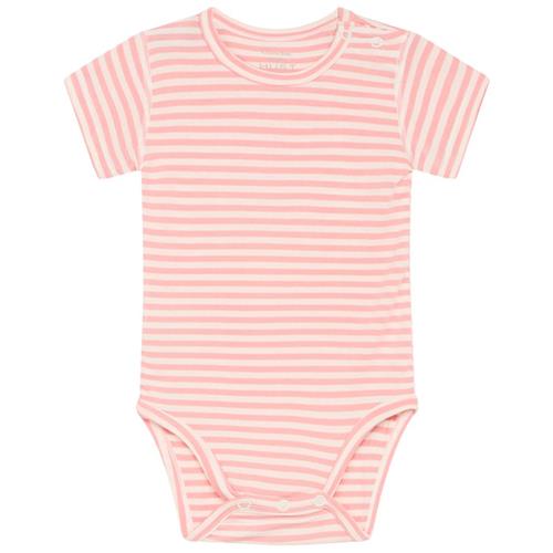 Hust&Claire Bue Stribet Babybody Shrimp | Lyserød | 62 cm