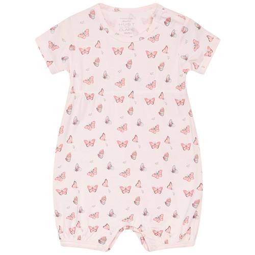 Se Hust&Claire Milu Mønstret Romper Rose Morn | Lyserød | 62 cm ved Babyshop