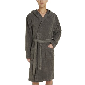 Tommy Hilfiger Cotton Hooded Bathrobe Grå bomuld Large Herre