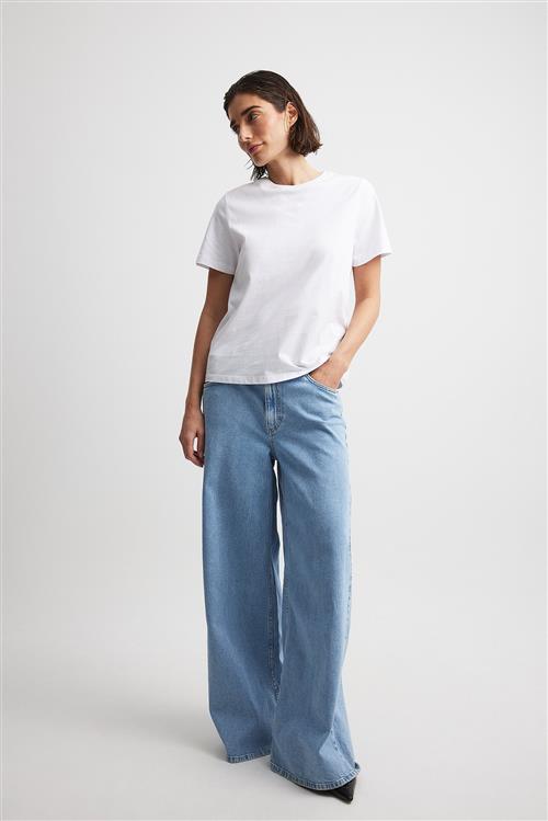 NA-KD Vide jeans med lav talje - Blue - Bukser - Tøj kvinder (32190126)