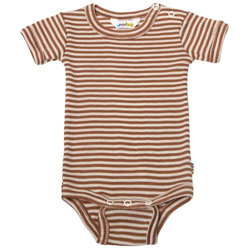 Se Joha Stribet Babybody Brun | Brun | 60 cm ved Babyshop