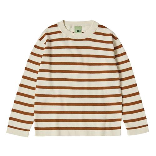 Se FUB Stribet Langærmet T-shirt Ecru/Rust | Beige | 130 cm ved Babyshop