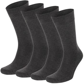 Topeco Strømper 4P Men Socks Plain Mørkgrå  Str 45/48 Herre