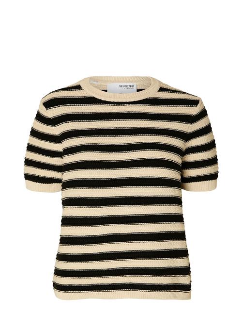 Selected Femme Slfdora Ss Knit O-Neck Selected Femme Beige