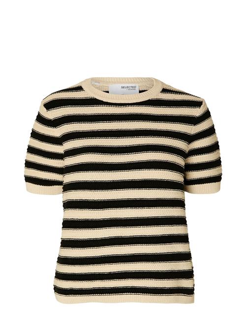 Slfdora Ss Knit O-Neck Selected Beige