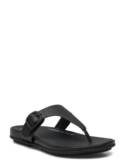 Se FitFlop Gracie Rubber-Buckle Leather Toe-Post Sandals FitFlop Black ved Booztlet