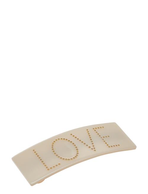 Classic Hair Clip Design Letters Beige