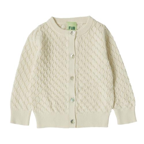 FUB Strikket Cardigan I Pointelle Ecru |  | 62 cm