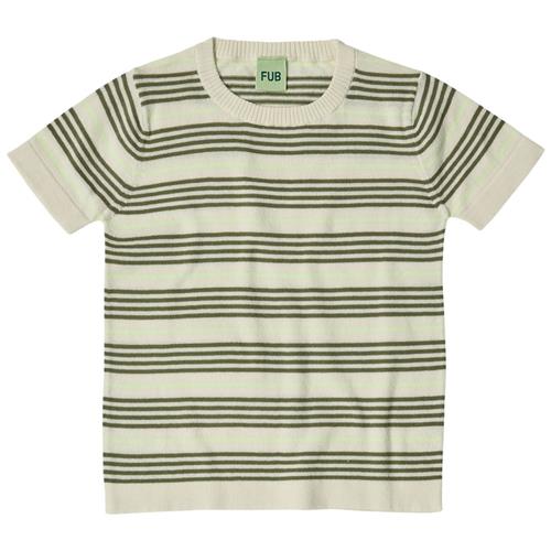 FUB Stribet T-shirt Ecru/Olive | Beige | 100 cm