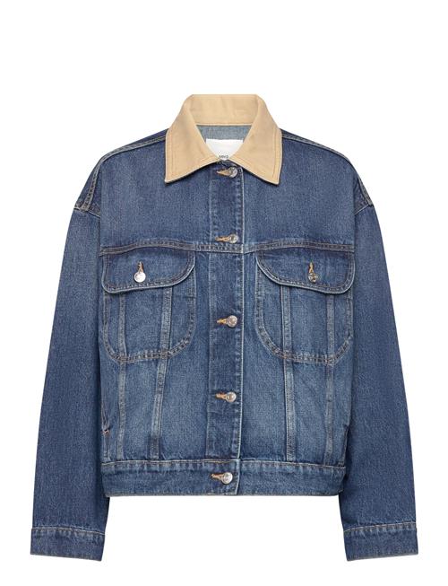 Contrast Denim Jacket Mango Blue