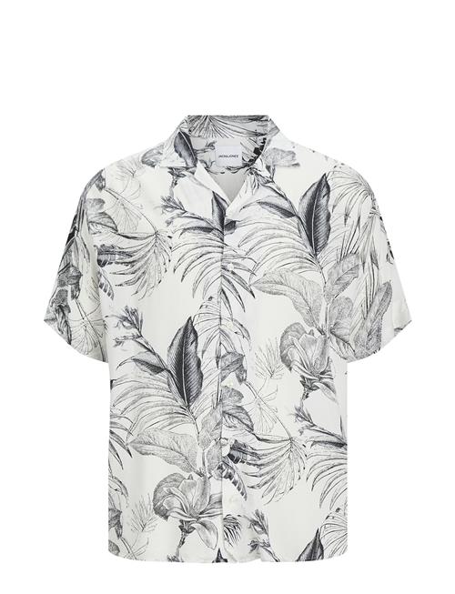 Jack & Jones Jjguru Monochrome Aop Resort Shirt Ss Jack & J S White