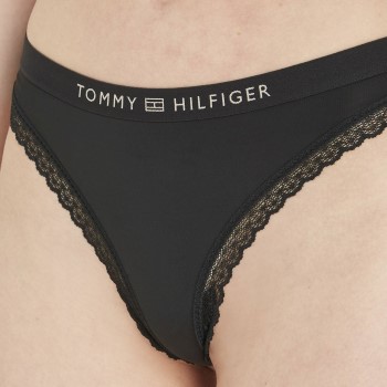 Tommy Hilfiger Trusser Tonal Logo Lace Thong Sort Medium Dame