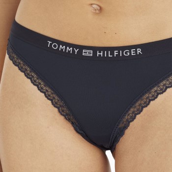 Tommy Hilfiger Trusser Tonal Logo Lace Thong Marineblå Small Dame