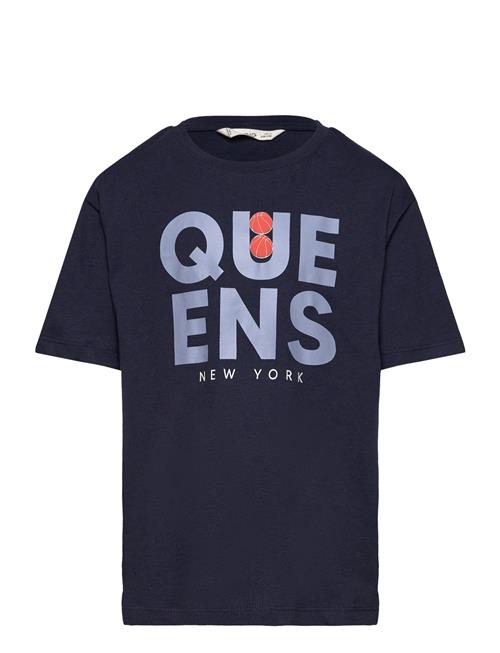 Mango Printed Message T-Shirt Mango Navy