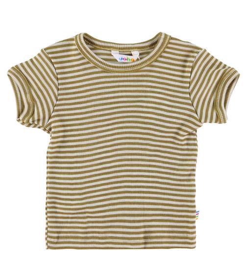 Se Joha Joha T-shirt - Uld/Silke - Rib - Gul/Hvid ved KidsWorld