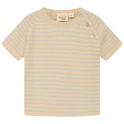 Flöss Flye Stribet T-shirt Sea Salt/Warm Cotton | Beige | 56 cm