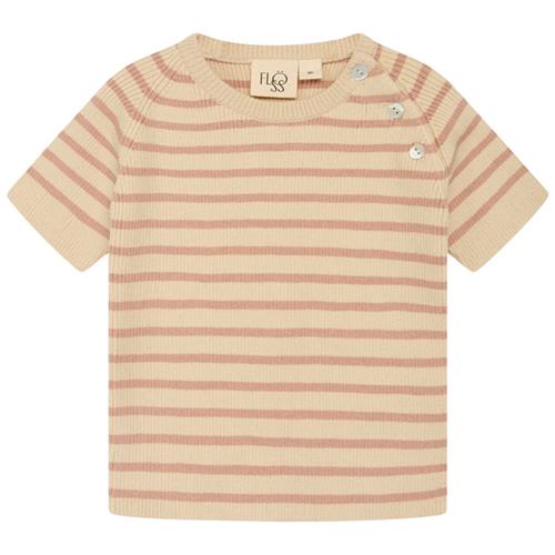 Se Flöss Flye Stribet T-shirt Acorn/Warm Cotton | Beige | 74 cm ved Babyshop