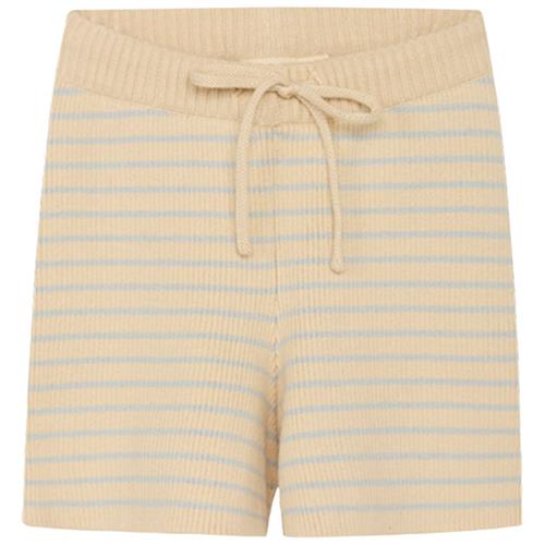 Flöss Fyle Strikket Stribet Shorts Sea salt/Warm cotton | Beige | 68 cm