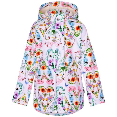 Molo Hillary Softshell Jakke Flower Hearts | Hvid | 104 cm