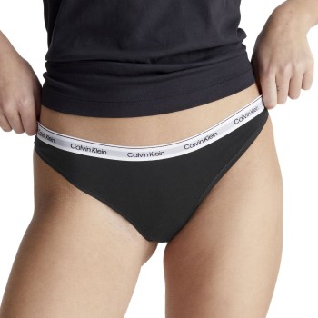 Calvin Klein Trusser Modern Logo Thong Sort bomuld Medium Dame