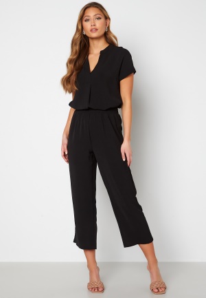 Se BUBBLEROOM Matilde Smock Waist Ankle Trousers Black XS ved Bubbleroom