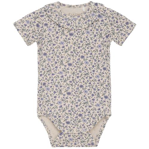 Se Fixoni Mønstret Babybody Tapioca | Beige | 56 cm ved Babyshop