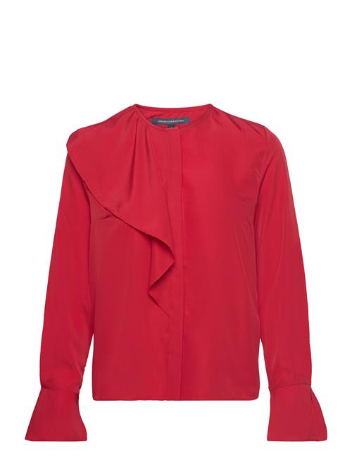 French Connection Crepe Light Asymm Frill Shirt French Connection Red