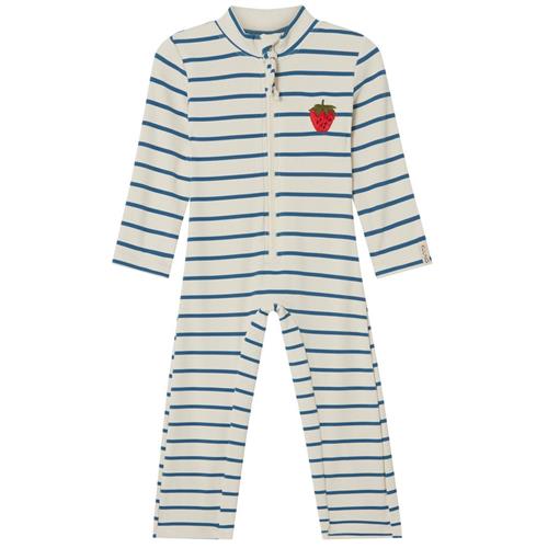 Se Kuling Seychelles Stribet UV-dragt Blå | Hvid | 98/104 cm ved Babyshop