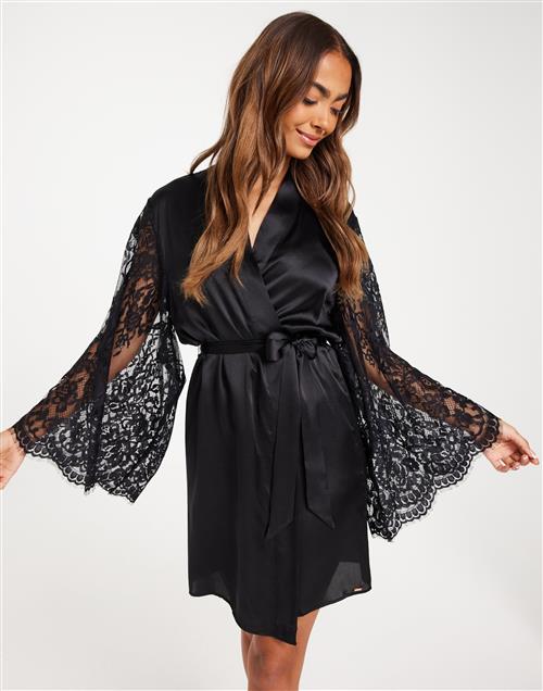 Hunkemöller - Sort - Kimono Silk Lace Sleeve