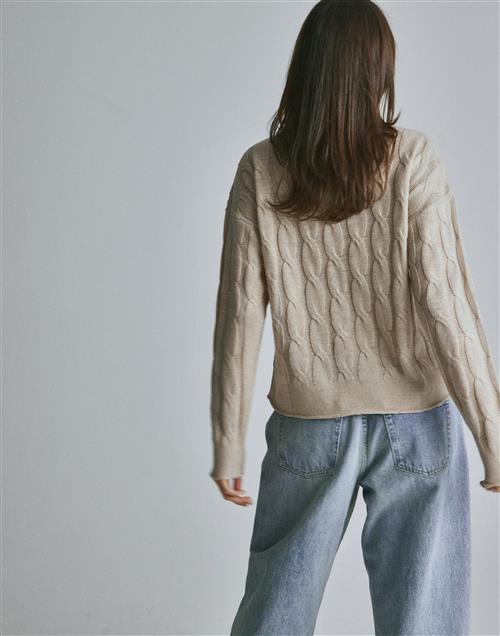 Nelly - Beige - Flat Cable Knit Sweater