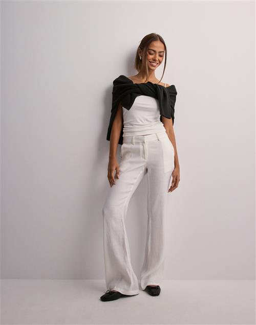 Nelly - Hvid - Low Waist Linen Flare Pants