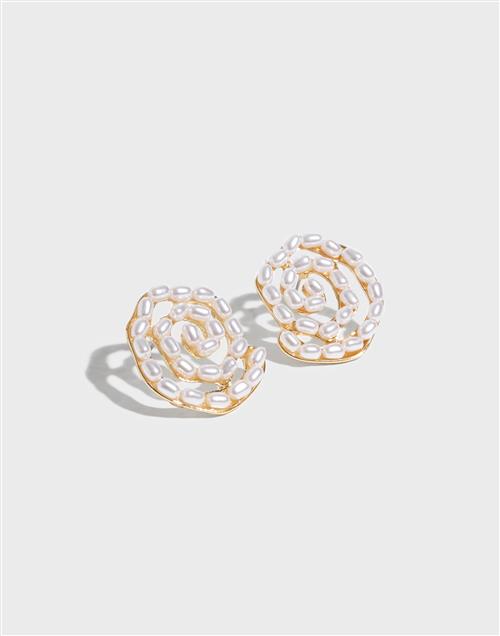 Nelly - Guld - Swirl Pearl Earrings