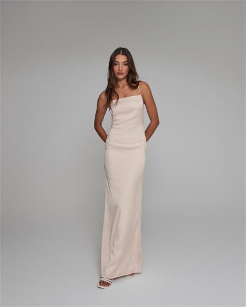 Se Nelly - Beige - Clean Satin Dress ved Nelly