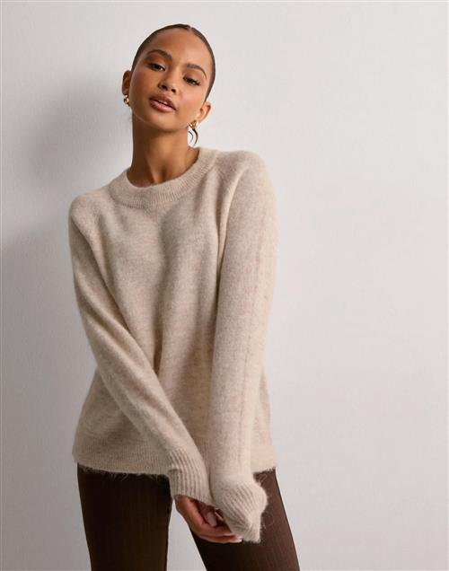 Selected Femme - Beige - Slflulu Ls Knit O-Neck B Noos